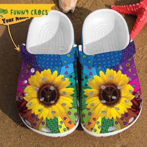 Custom Name Sunflower Colorful Hippie Crocs.jpg