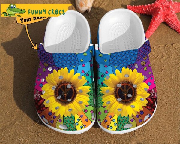 Custom Name Sunflower Colorful Hippie Crocs.jpg