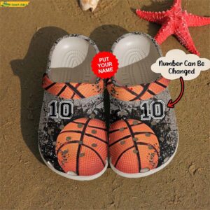 Custom Number Dimond Basketball Orange Crocs 1.jpg