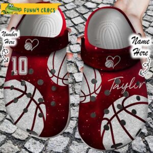 Custom Number Love And Basketball Red Crocs.jpg