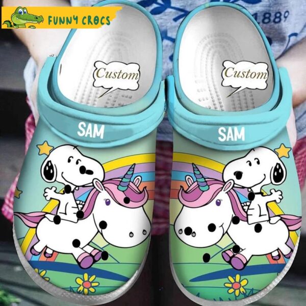 Custom Rainbow Unicorn Snoopy Crocs 1.jpg