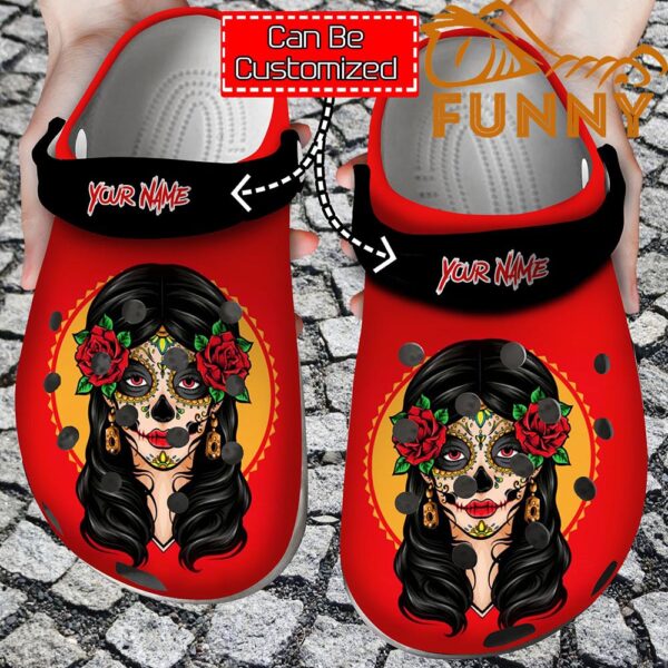 Custom Skull Girl Red Crocs 1.jpg