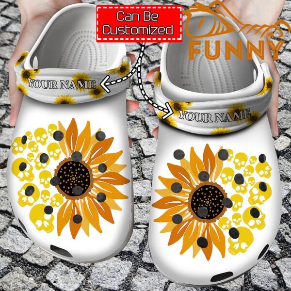 Custom Skull Sunflower White Crocs 1.jpg