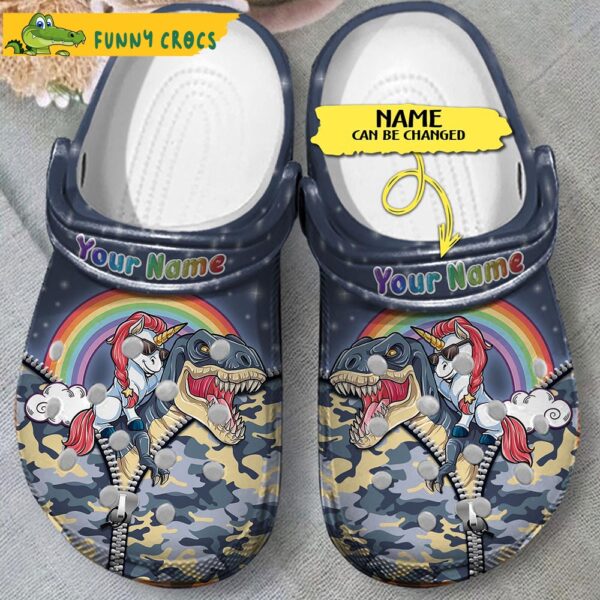 Custom Unicorn Riding Dinosaur Crocs 2 Copy.jpg