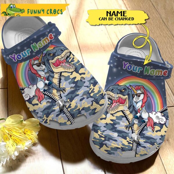 Custom Unicorn Riding Dinosaur Crocs 3.jpg