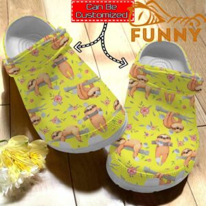 Customized Cute Sloth Pattern Yellow Crocs Classic Clog.jpg