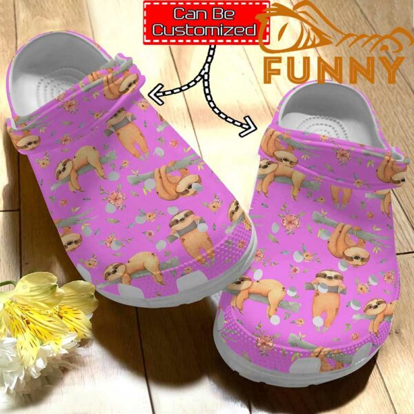 Customized Cute Sloth Pink Crocs Classic Clog.jpg