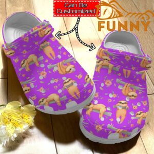 Customized Cute Sloth Purple Crocs Classic Clog.jpg