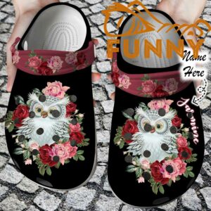 Customized Owl Red Floral Crocs Classic Clog 1.jpg