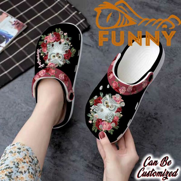 Customized Owl Red Floral Crocs Classic Clog 2.jpg