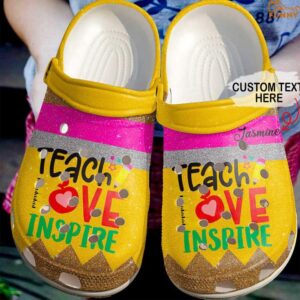 Customized Teacher Crocs Peace Love Teach.jpg