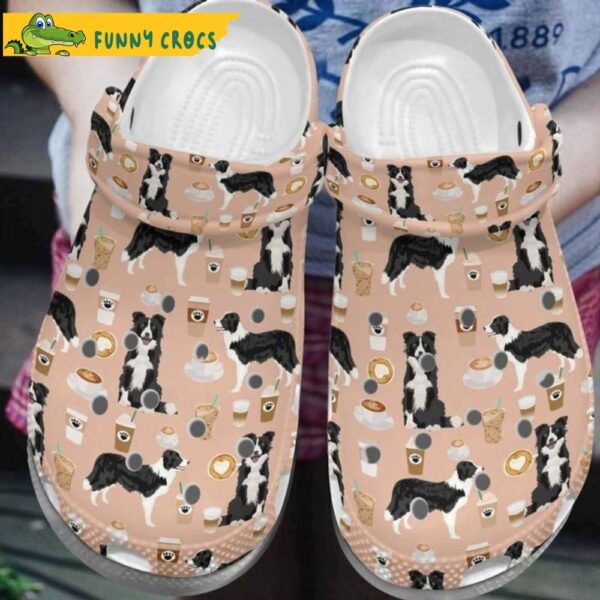 Cute Border Collie Dog With Coffee Pattern Crocs.jpg