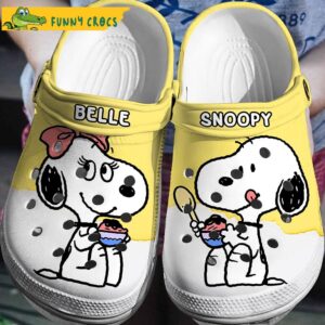 Cute Couple Belle And Snoopy Crocs Clog Shoes.jpg