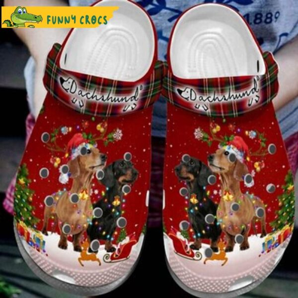 Dachshund Puppies Noel Tree Snow Red Pattern Crocs.jpg