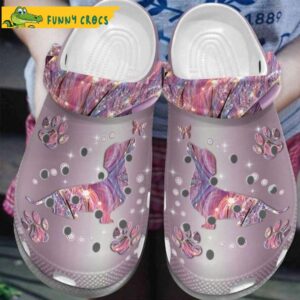 Dachshund Puppy Butterflies Pink Hologram Dog Crocs.jpg