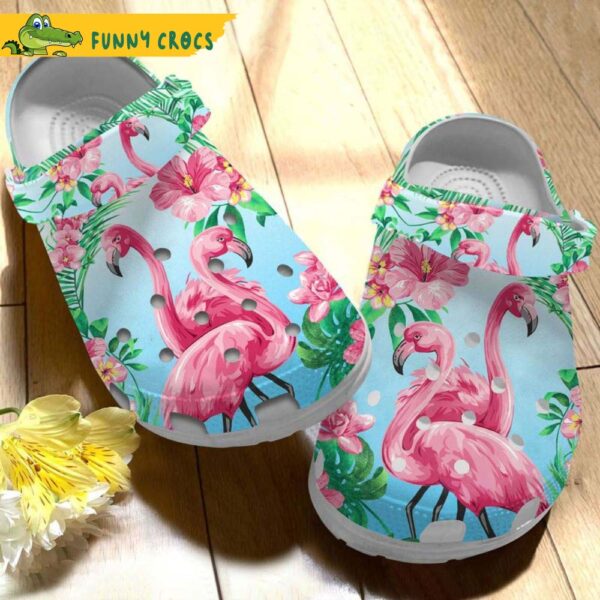 Flamingo Couple Pink Hibiscus Flower Birthday Crocs Clog Shoes 1.jpg