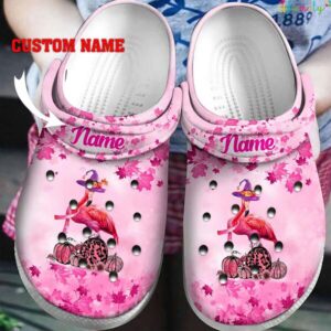 Flamingo Halloween In October We Wear Pink Pumpkin Custom Name Crocs.jpg