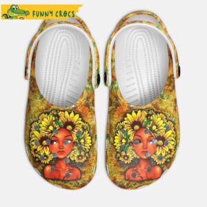 Floral American Afro Black Girl Sunflower Crocs.jpg