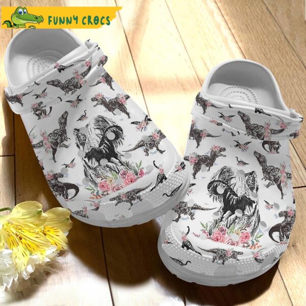 Floral Dinosaur Pattern Jurassic Park Crocs.jpg