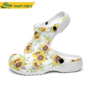 Floral Retro Groovy Vibes Peace Flowers Sunflowers White Background Crocs Clog Shoes 1.jpg