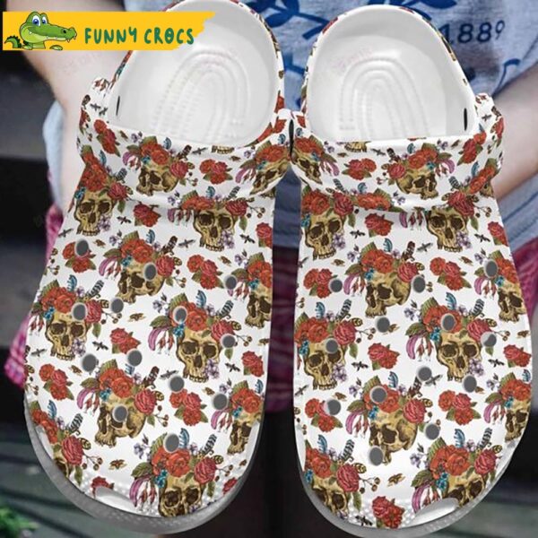 Floral Skull Pattern Gifts Crocs Slippers.jpg