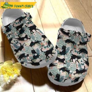 Funny Black Cat Flower Pattern Crocs.jpg