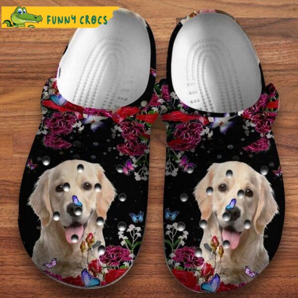 Funny Golden Retriever Butterfly Roses Garden Dog Crocs.jpg