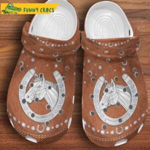 Funny Silver Horseshoe Crocs Clog Shoes.jpg