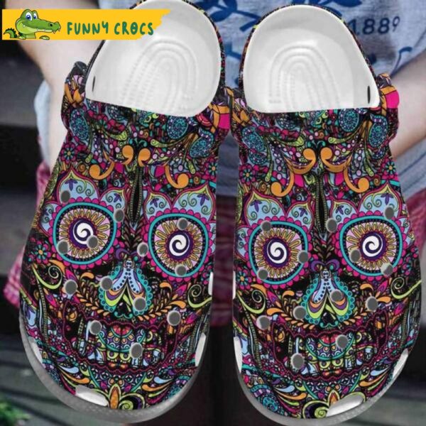 Funny Skull Hippie Floral Crocs.jpg