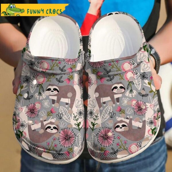 Funny Sloth Florals Pattern Crocs.jpg