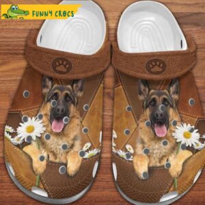 German Shepherd Puppy Daisy Flowers Leather Dog Crocs.jpg