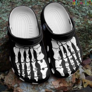 Halloween Black Skull Skeleton Foot Crocs.jpg