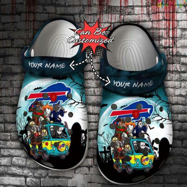 Halloween Crocs Personalized Buffalo Bills Horror Friends Van With Clown Retro Scary Movie Villains.jpg