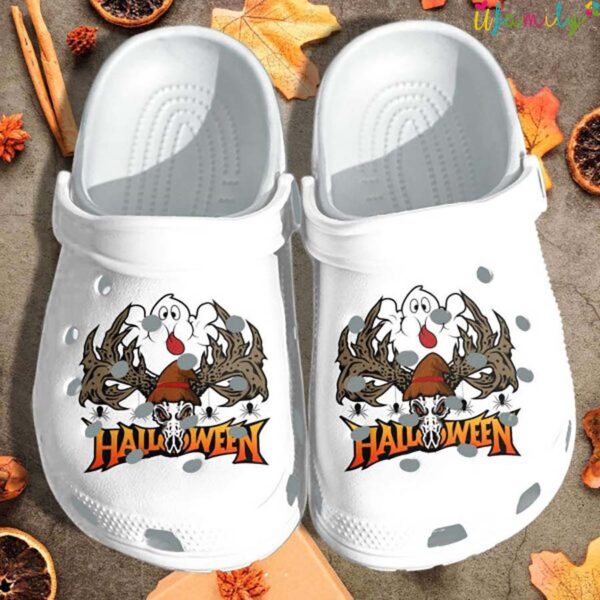 Halloween Cute Ghost With Skull Deer Crocs.jpg