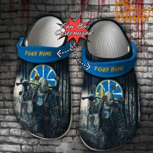 Halloween Personalized Golden State Warriors Friday the 13th Horror Character Jason VoorheesCrocs.jpg