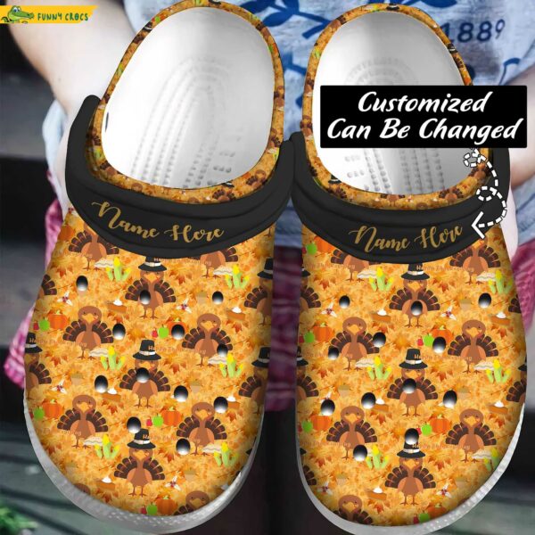 Happy Thanksgiving Day With Funny Turkey Pattern Crocs 1.jpg