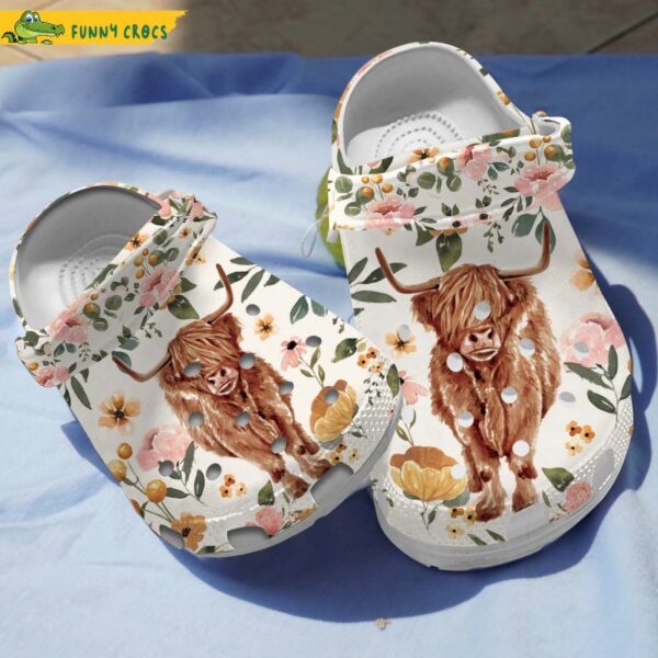 Highland Cow Floral Crocs Clog Shoes 1.jpg