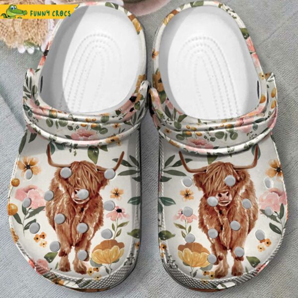 Highland Cow Floral Crocs Clog Shoes 3.jpg