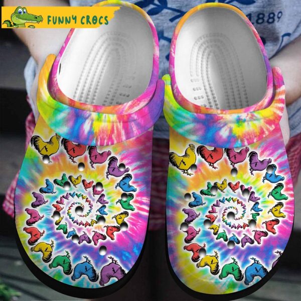 Hippie Chicken Tie Dye Crocs Clog Shoes.jpg