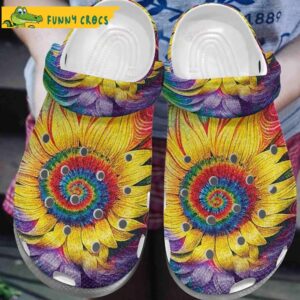 Hippie Sunflower Tie Dye Crocs Clog Shoes.jpg