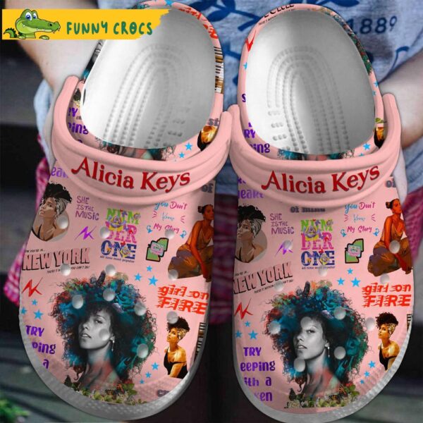 Music Alicia Keys Pink Crocs Clog Shoes 1.jpg