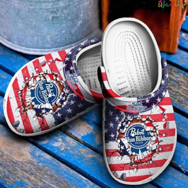 Pabst Blue Ribbon Beer Cracks American Flag Crocs.jpg