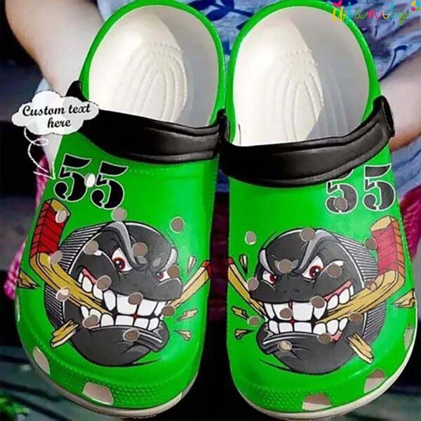 Personalize Angry Hockey Green Crocs.jpg