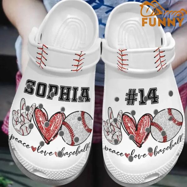 Personalized Baseball Peace Love Crocs Clog Shoes.jpg