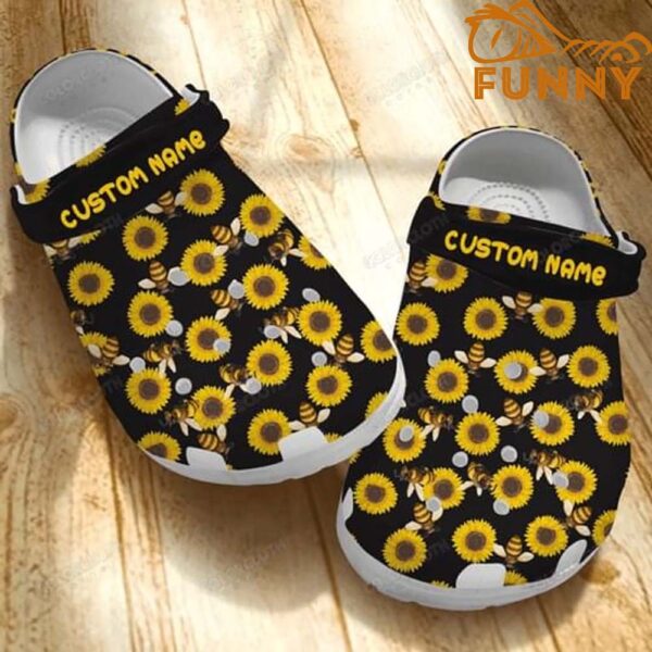 Personalized Bee Pattern Sunflower Slippers 2.jpg