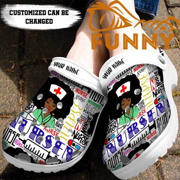 Personalized Black Woman Nurse Words Crocs 2.jpg