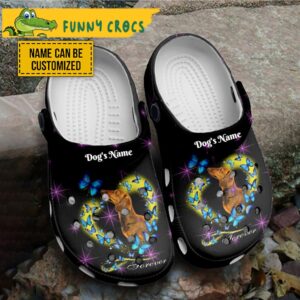 Personalized Dog with butterflies Dachshund Crocs Slippers 1.jpg