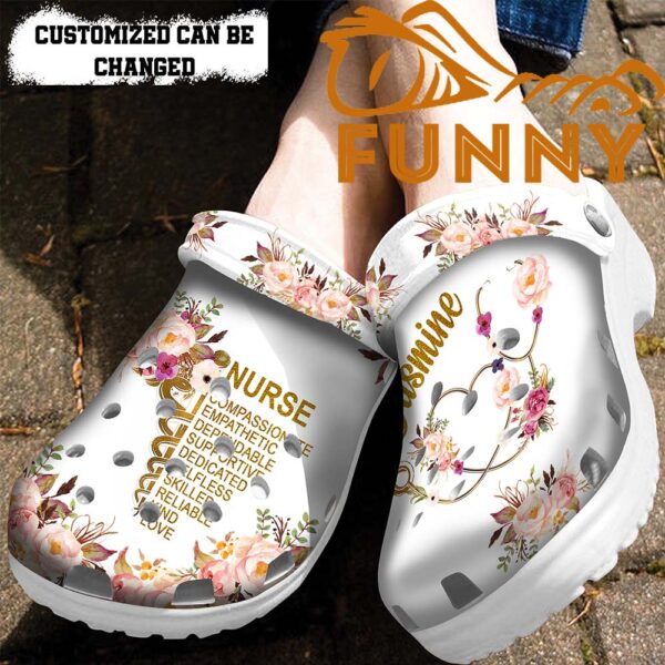 Personalized Floral Nurse White Crocs 2.jpg