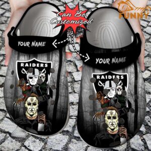 Personalized Las Vegas Raiders Horror Movie Clogs Halloween Crocs.jpg