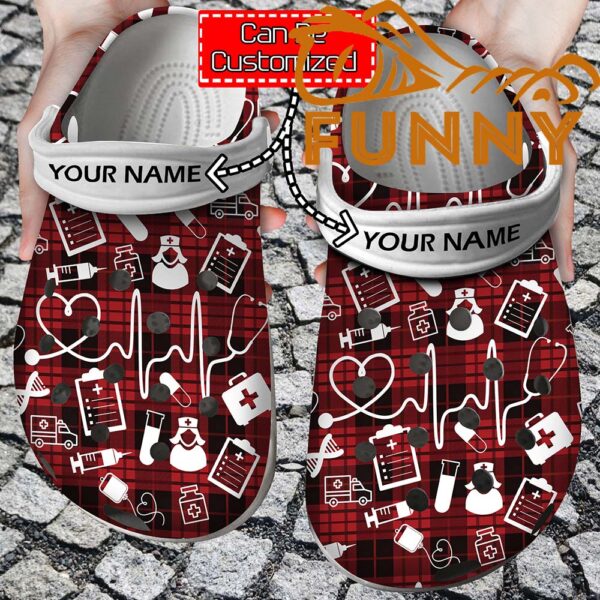 Personalized Nurse Crocs Classic Clog With Nursing Symbols 1.jpg